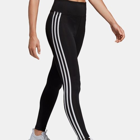 adidas Pants - NEW Adidas 3 Stripe Highrise Climalite Leggings M